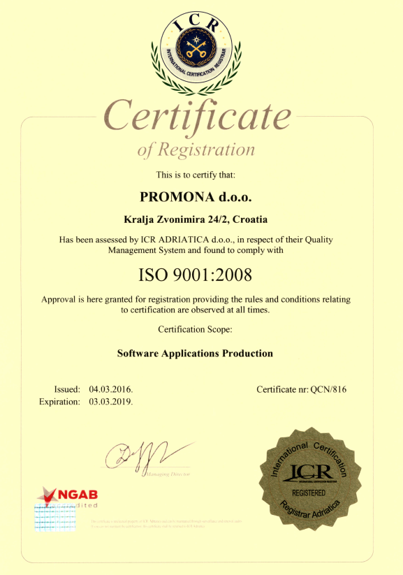Certifikat Ministarstva zdravstva za SKZZ ordinaciju